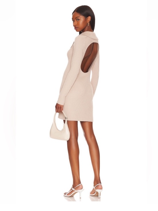 LPA Dresses & Skirts - LPA Naolin Collar Mini Dress in Taupe Small NWT